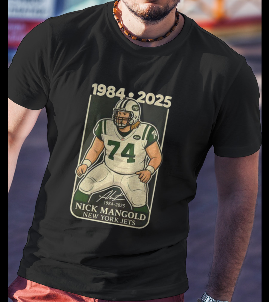 1984-2025 Nick Mangold 74 New York Jets Football Legend Signature T-Shirt