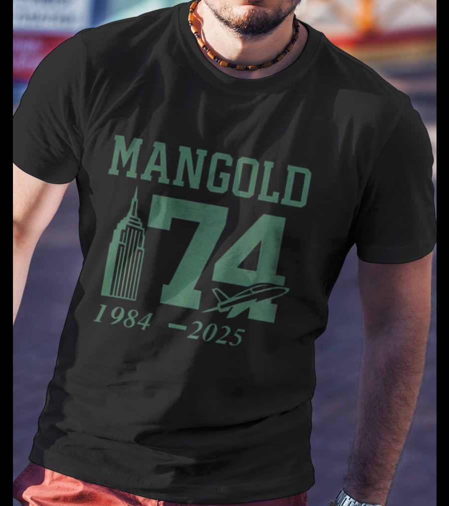 MANGOLD 74 New York Jets 1984 2025 Jet Skyline Tribute T-Shirt