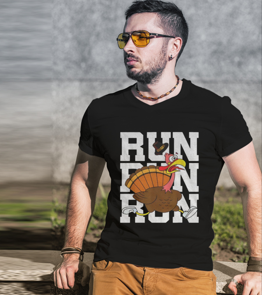 RUN RUN RUN Turkey Trot Thanksgiving 5K Race T-Shirt