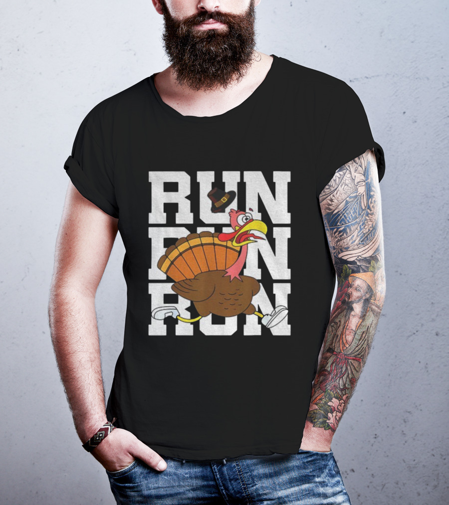 RUN RUN RUN Turkey Trot Thanksgiving 5K Race T-Shirt