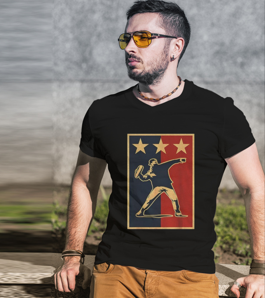 Sandwich Guy Resist Hope Obey Style Three Stars Retro Thrower T-Shirt