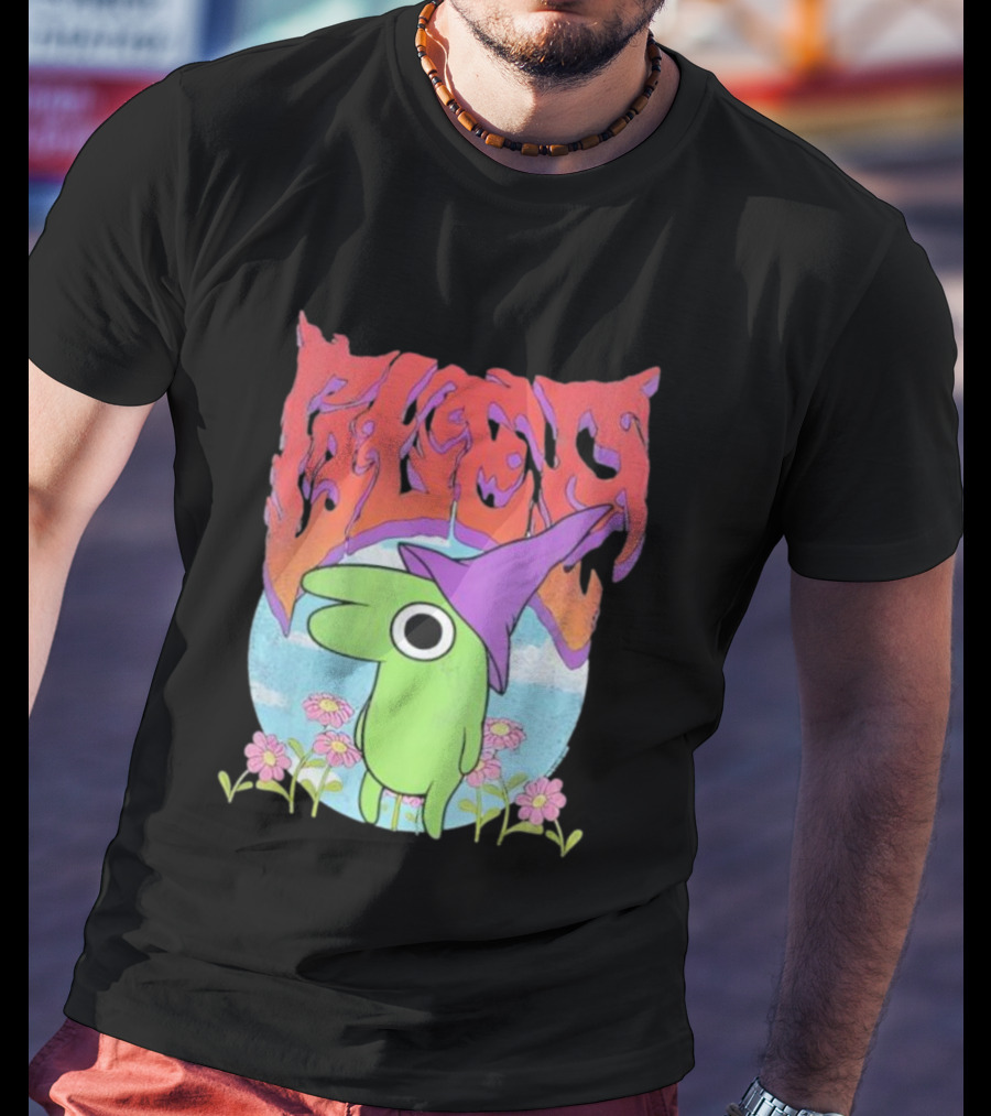 Glep Vintage Heavy Metal Cartoon With Flowers And Witch Hat T-Shirt