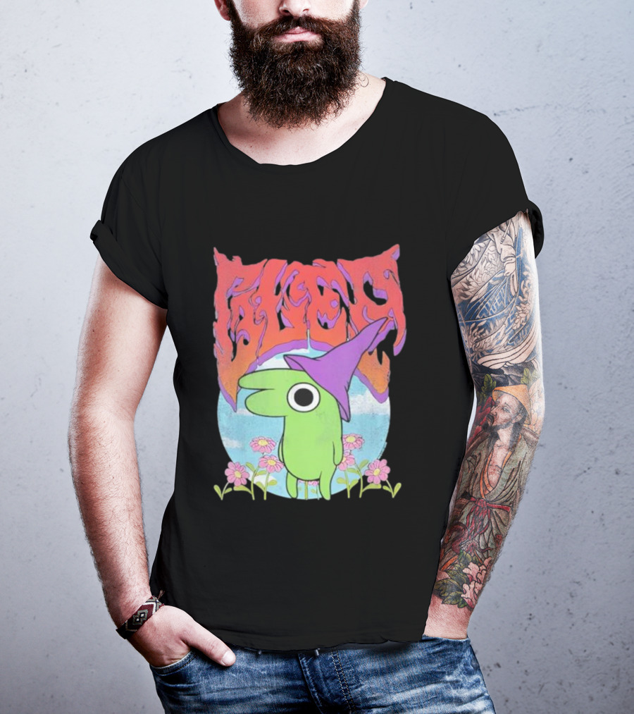 Glep Vintage Heavy Metal Cartoon With Flowers And Witch Hat T-Shirt