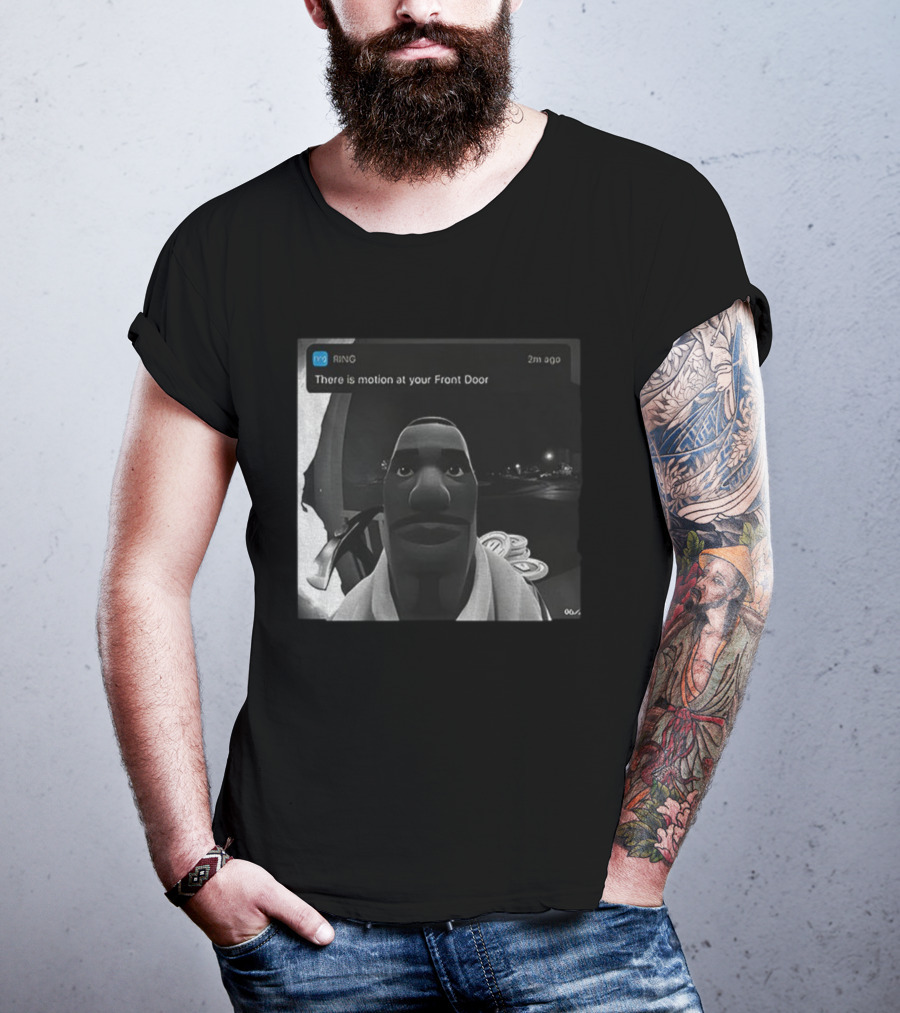 Ring Notification Meme 2m Ago Front Door Motion Alert Cartoon Face T-Shirt
