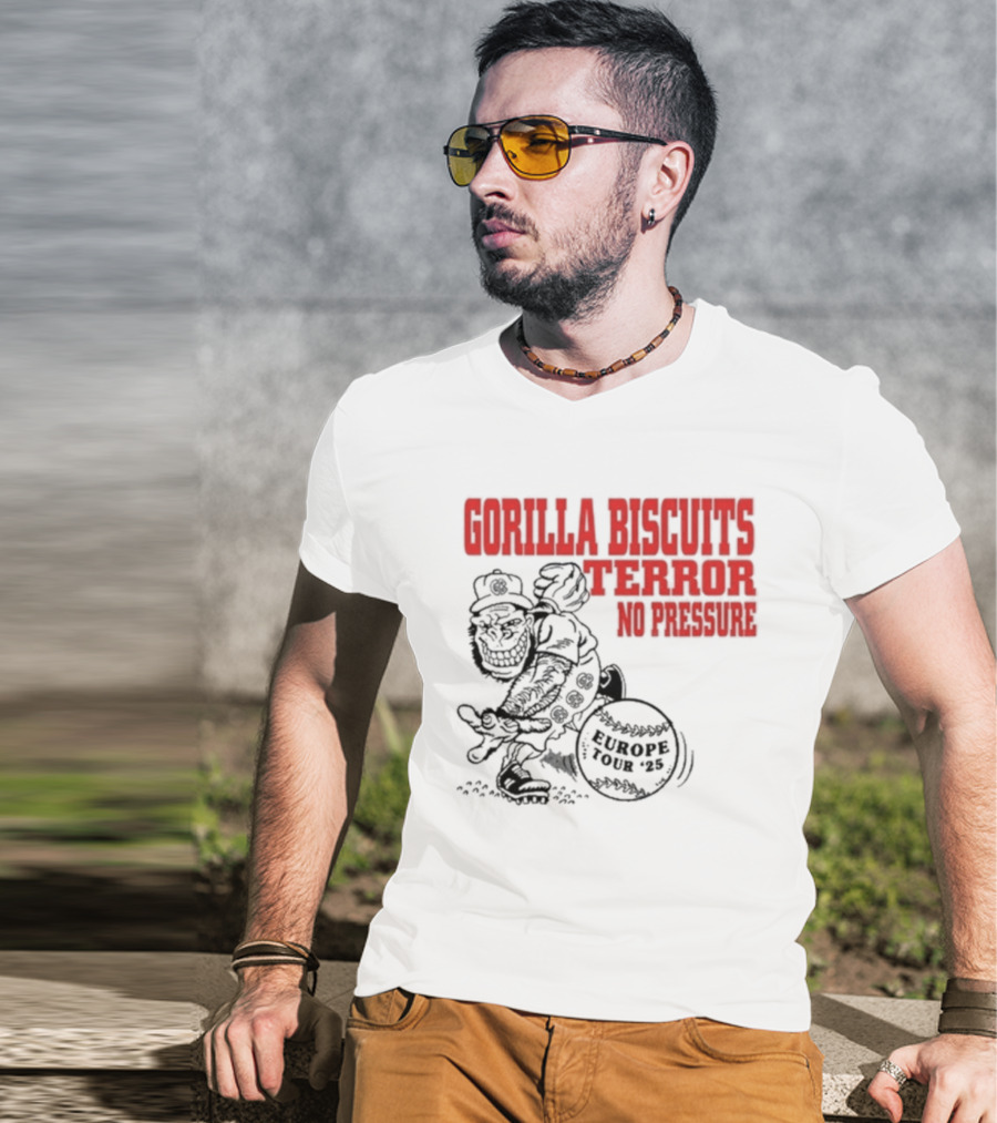 Gorilla Biscuits Terror No Pressure European Tour Promo 2025 T-Shirt