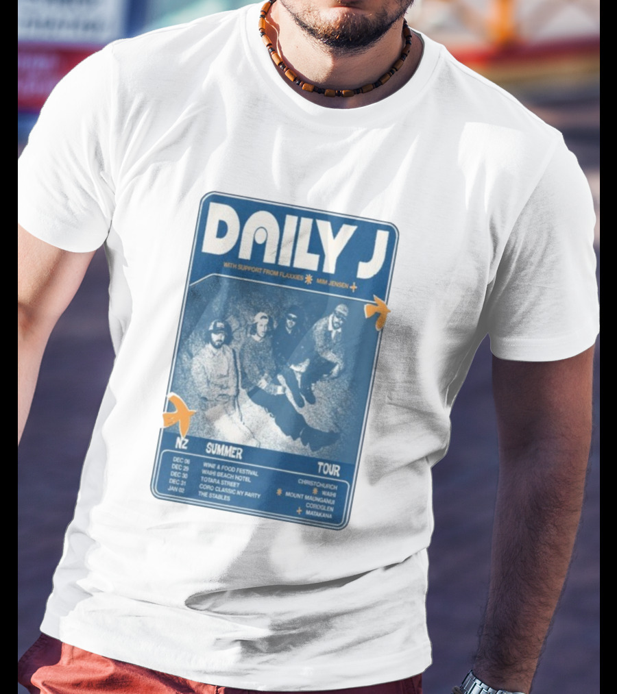 Daily J NZ Summer Tour 2025-2026 Support From Flaxxies Mim Jensen Christchurch Matakana T-Shirt
