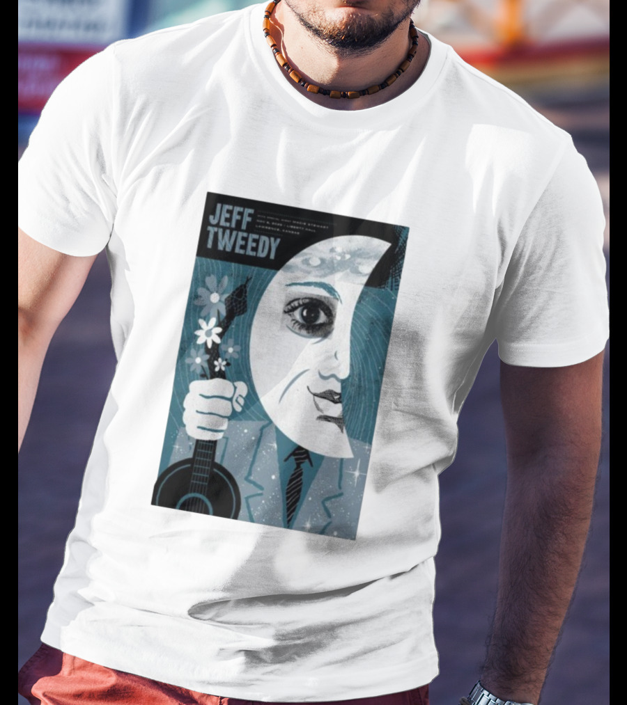 Jeff Tweedy Nov 8 2025 Liberty Hall Lawrence KS Moon Eye Flowers Guitar Art T-Shirt