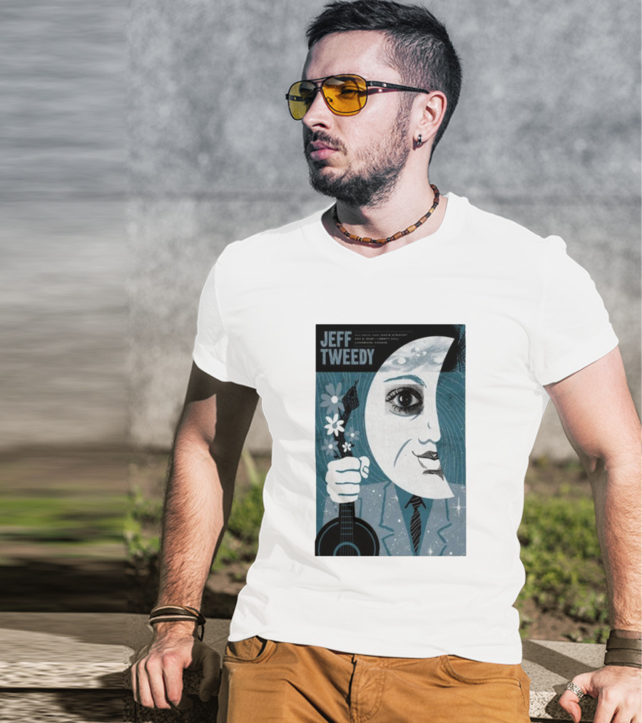 Jeff Tweedy Nov 8 2025 Liberty Hall Lawrence KS Moon Eye Flowers Guitar Art T-Shirt