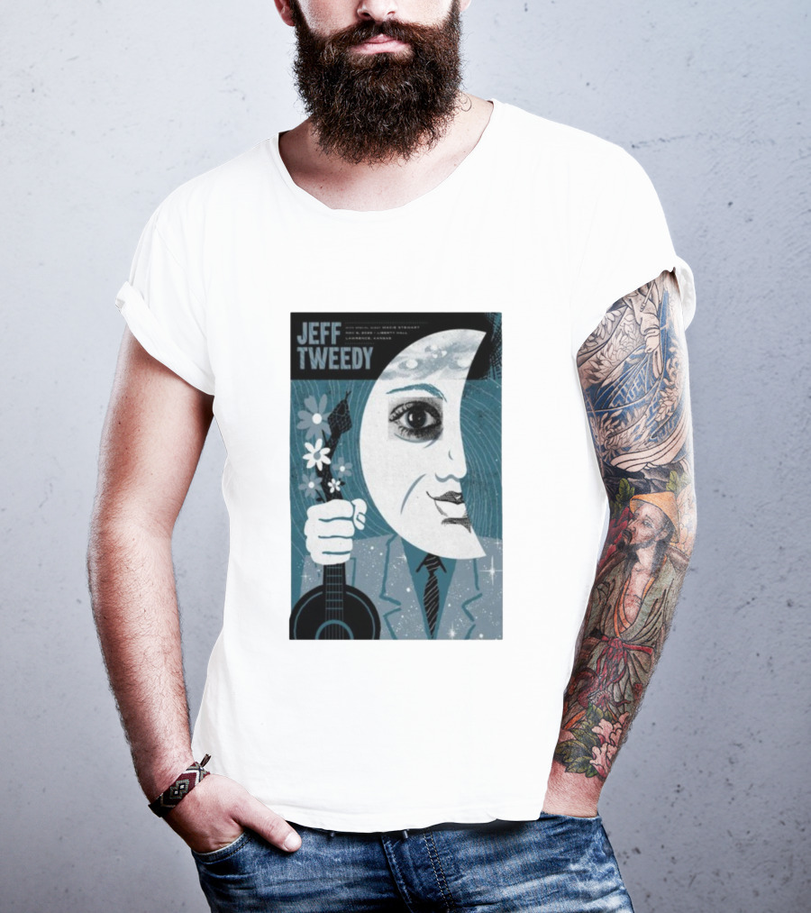 Jeff Tweedy Nov 8 2025 Liberty Hall Lawrence KS Moon Eye Flowers Guitar Art T-Shirt