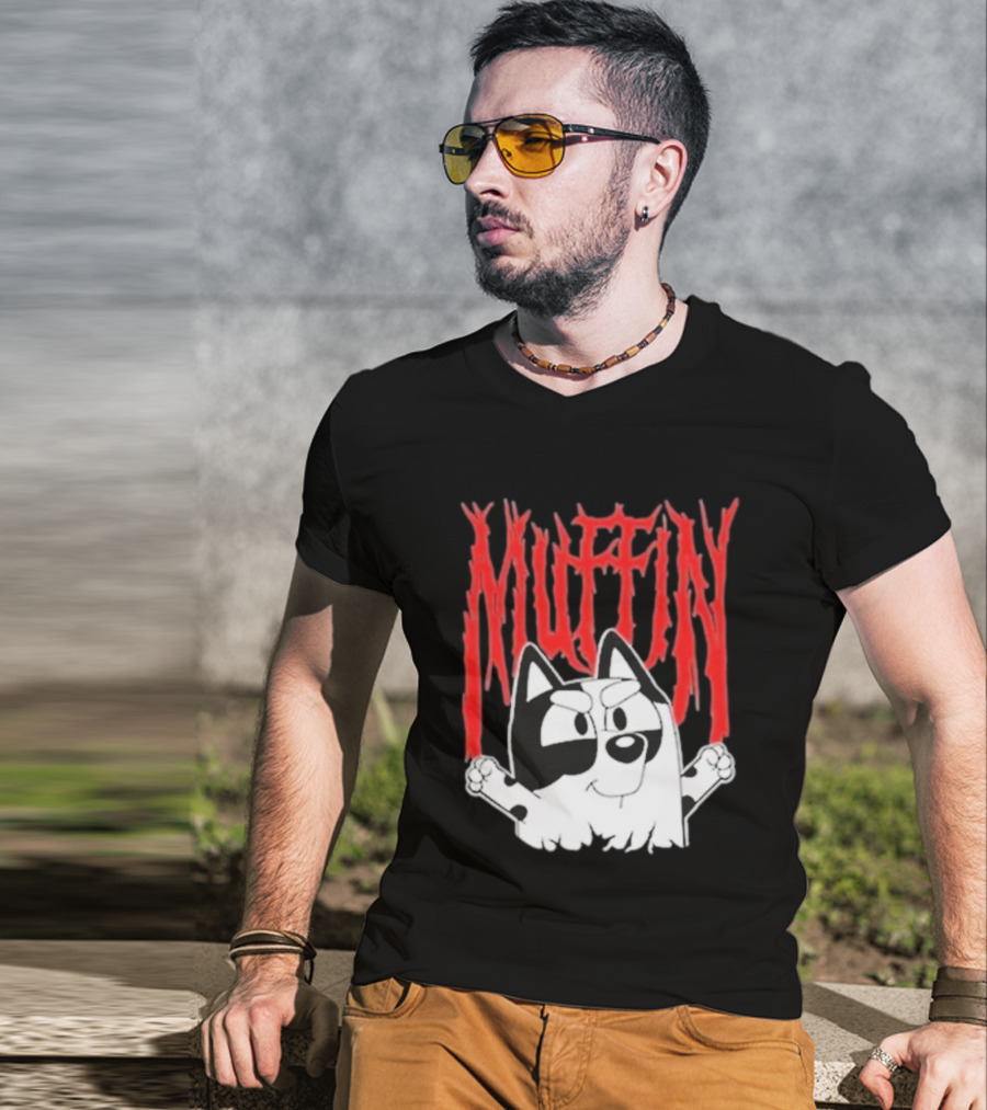 Bluey Muffin Metal Band Style T-Shirt