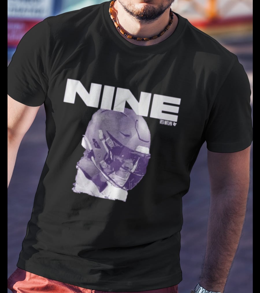 J.J. McCarthy Nine Football Helmet Graphic T-Shirt