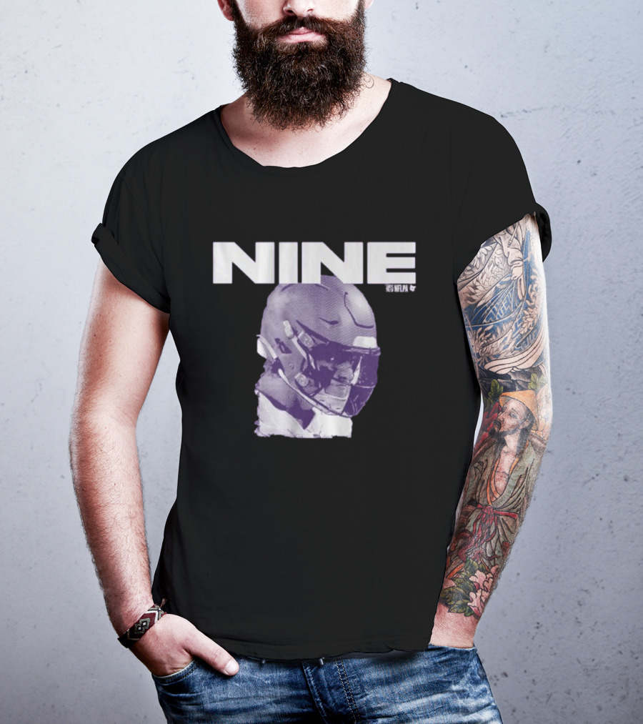 J.J. McCarthy Nine Football Helmet Graphic T-Shirt