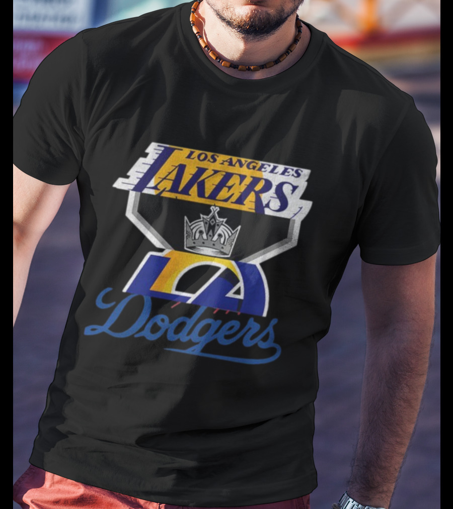 Los Angeles Dodgers Kings Lakers Sports Fan Logo Mashup T-Shirt