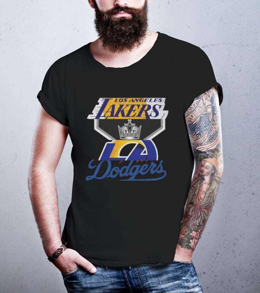 Los Angeles Dodgers Kings Lakers Sports Fan Logo Mashup T-Shirt