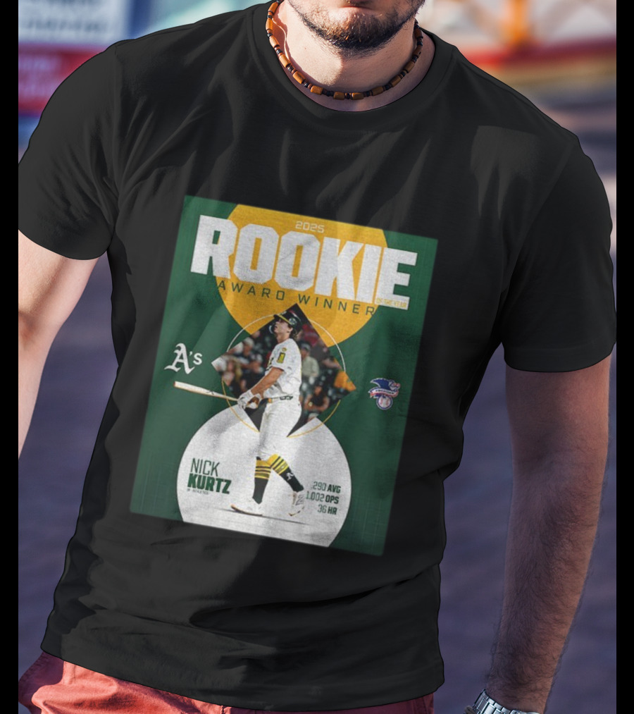 2025 Rookie Of The Year Award Winner Nick Kurtz Oakland Athletics .290 AVG 1.002 OPS 36 HR T-Shirt