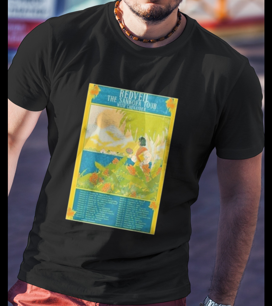 Redveil The Sankofa Tour With Chenayder 2026 Dates And Locations Art Nouveau Style Coastline Scene T-Shirt