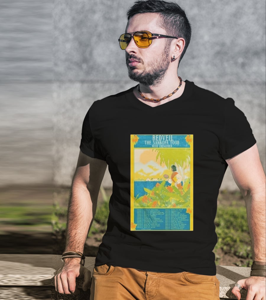 Redveil The Sankofa Tour With Chenayder 2026 Dates And Locations Art Nouveau Style Coastline Scene T-Shirt