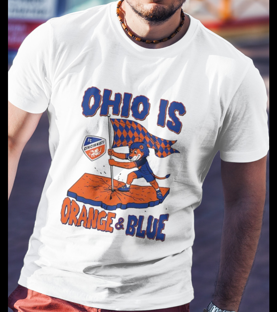 Ohio Is Orange And Blue FC Cincinnati Mascot Flag T-Shirt
