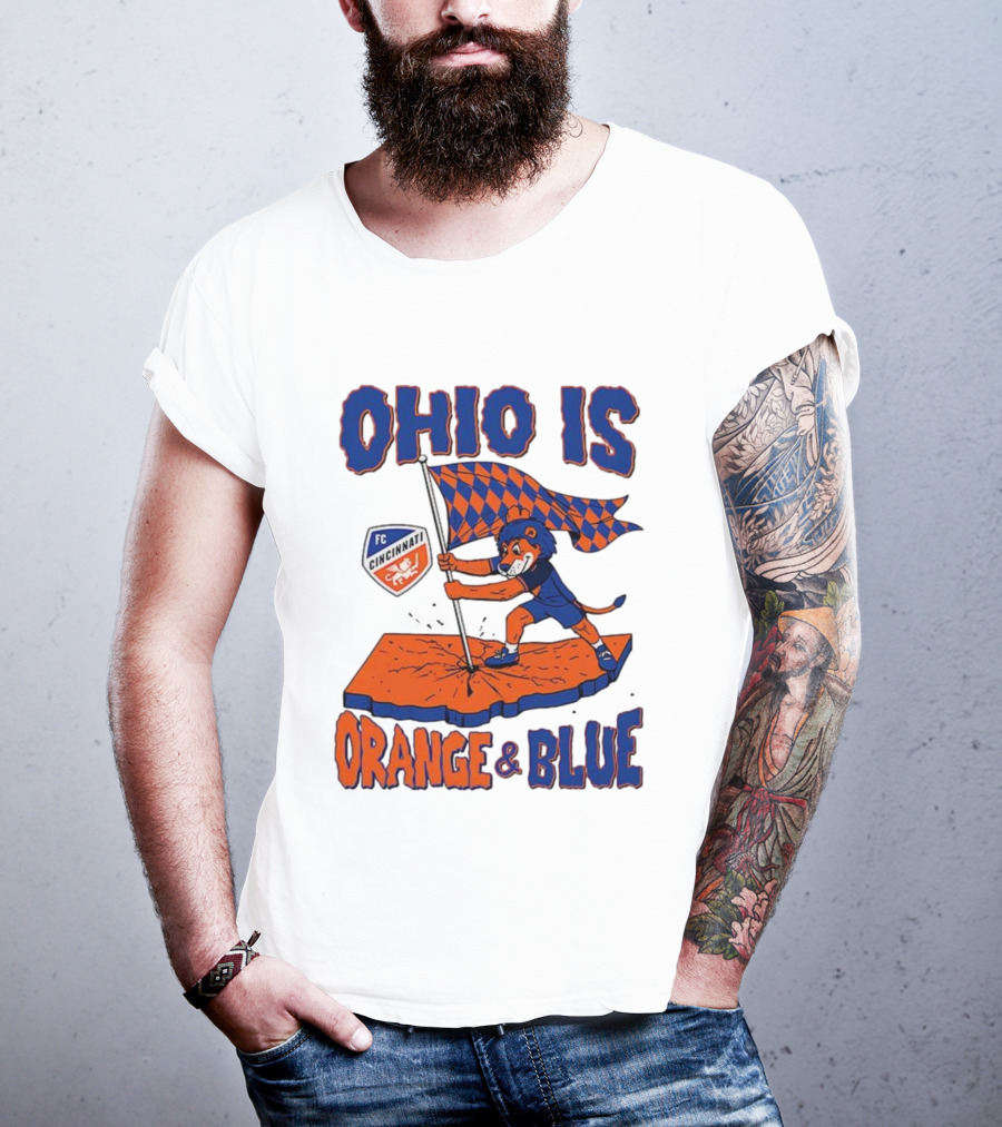 Ohio Is Orange And Blue FC Cincinnati Mascot Flag T-Shirt