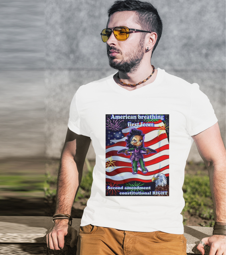 American Breathing First Form Second Amendment Constitutional Right T-Shirt