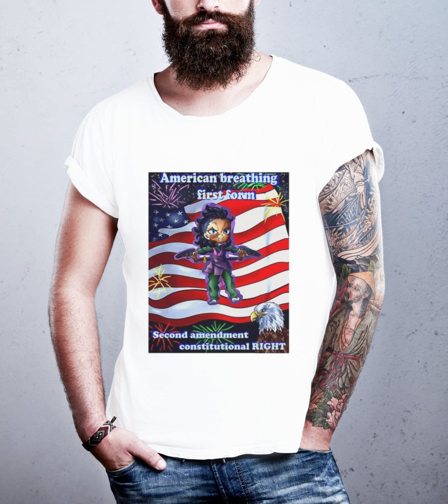 American Breathing First Form Second Amendment Constitutional Right T-Shirt
