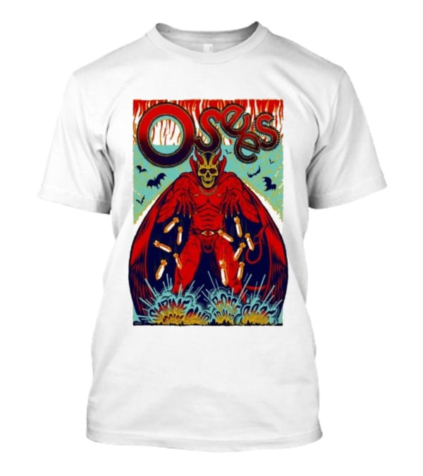 Osees Shrine Social Club Boise Sep 08 2025 Skeleton Demon With Bats T-Shirt