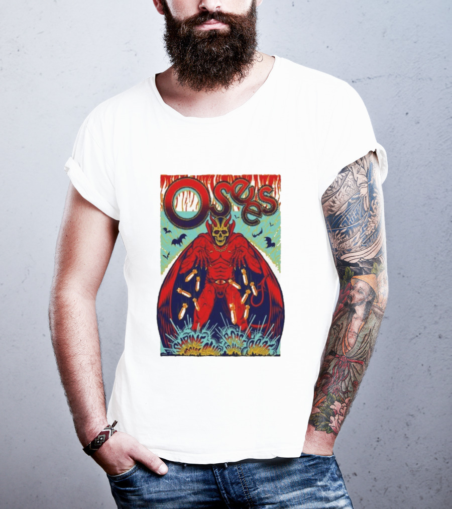 Osees Shrine Social Club Boise Sep 08 2025 Skeleton Demon With Bats T-Shirt