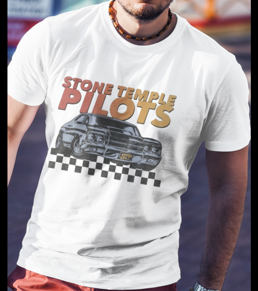 Stone Temple Pilots STP Car Racing Checkerboard T-Shirt