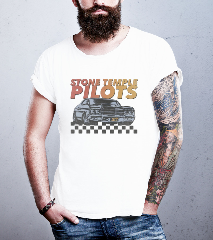 Stone Temple Pilots STP Car Racing Checkerboard T-Shirt
