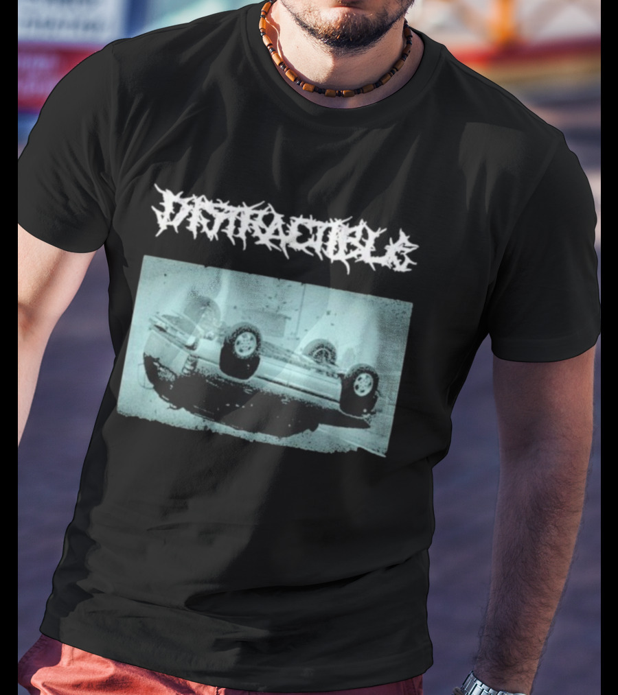 Distractible Crash Metal Car Upside Down Vehicle T-Shirt