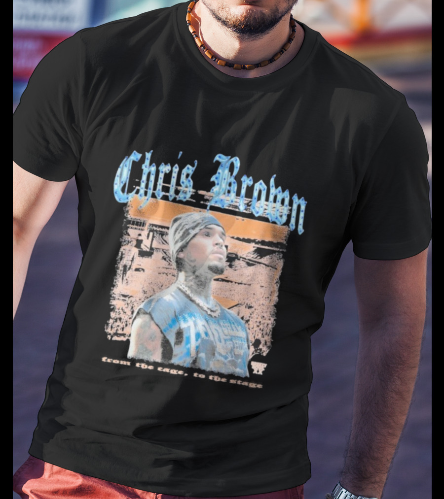 Chris Brown From The Cage To Stage Breezy Bowl XX Rhinestone Concert Performance T-Shirt