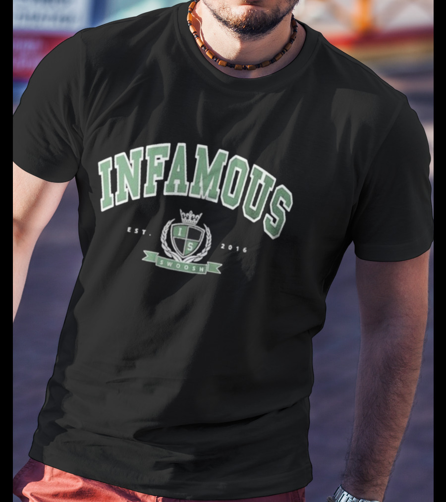 Infamous Swoosh IS 2016 Crowned Crest Varsity Style T-Shirt