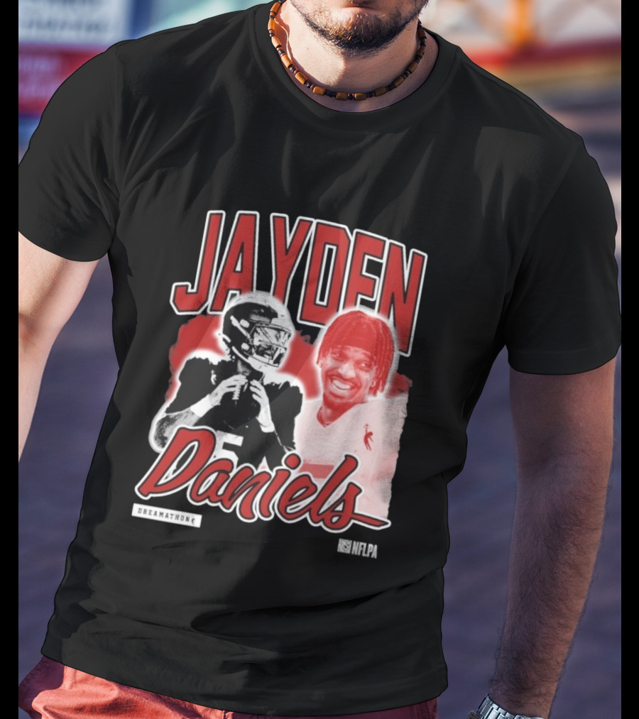 Jayden Daniels Dreamathon NFLPA Football Collaboration T-Shirt