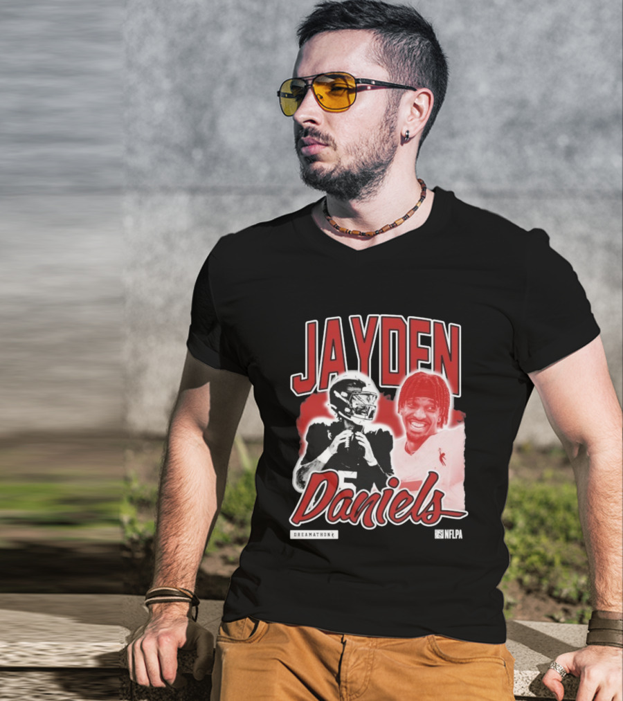 Jayden Daniels Dreamathon NFLPA Football Collaboration T-Shirt