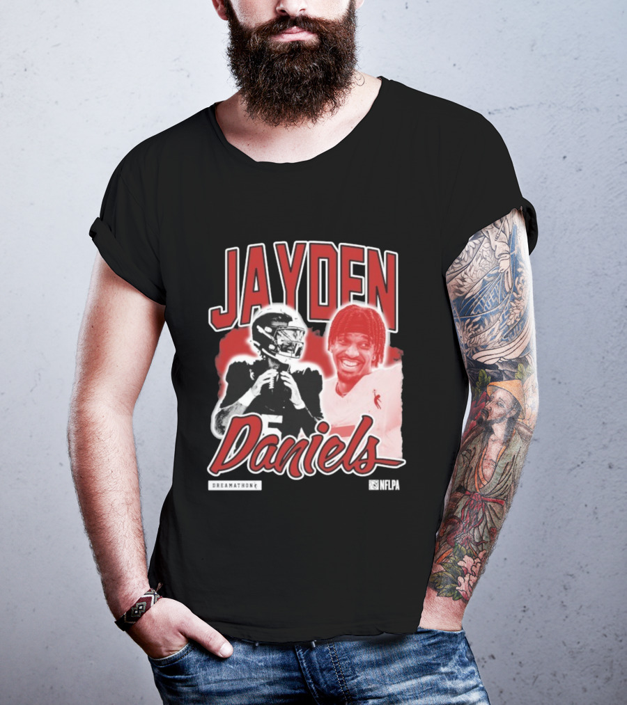 Jayden Daniels Dreamathon NFLPA Football Collaboration T-Shirt