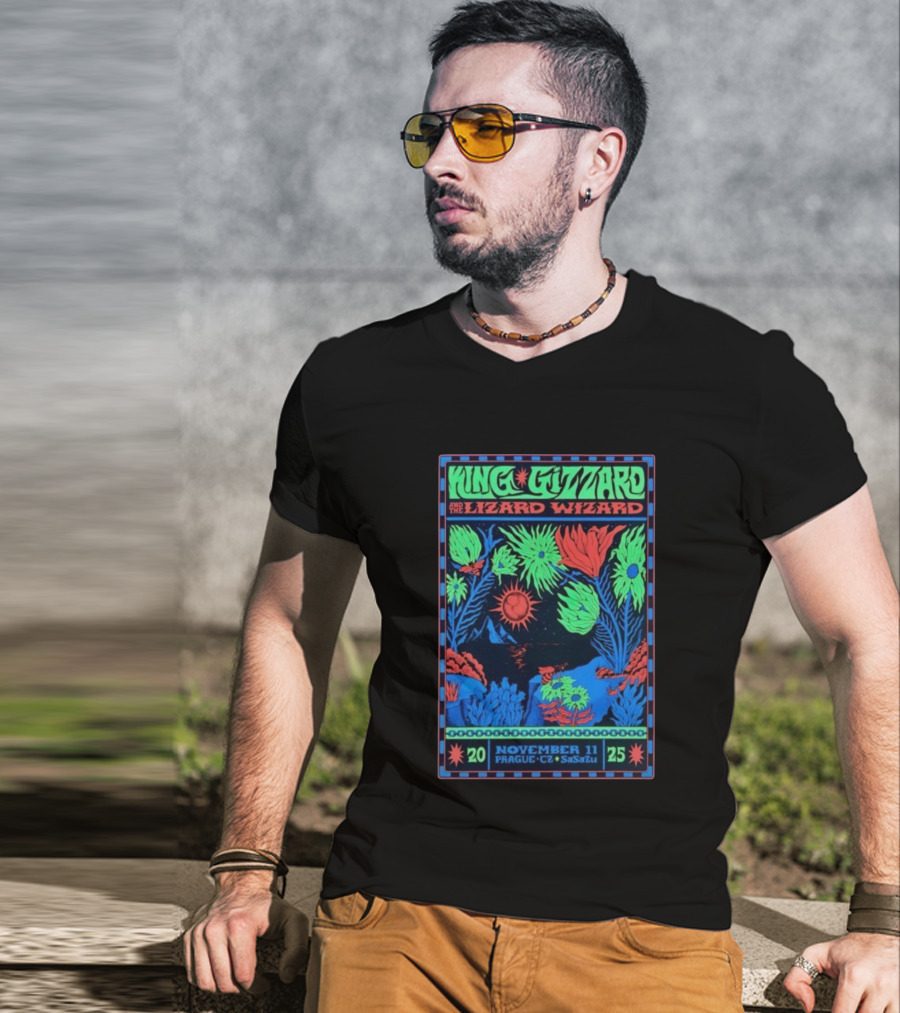 King Gizzard And The Lizard Wizard Prague SaSaZu November 11 2025 Neon Concert Event T-Shirt