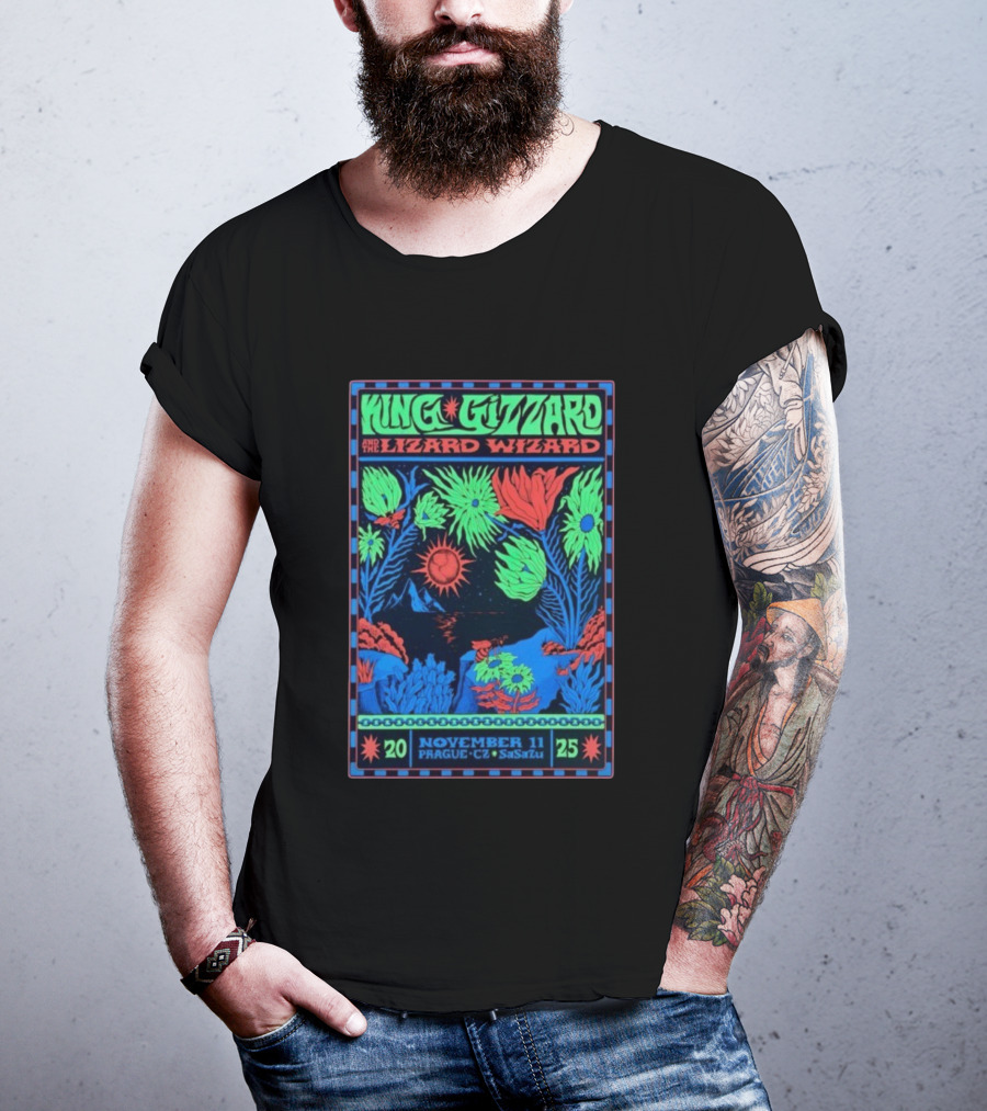 King Gizzard And The Lizard Wizard Prague SaSaZu November 11 2025 Neon Concert Event T-Shirt