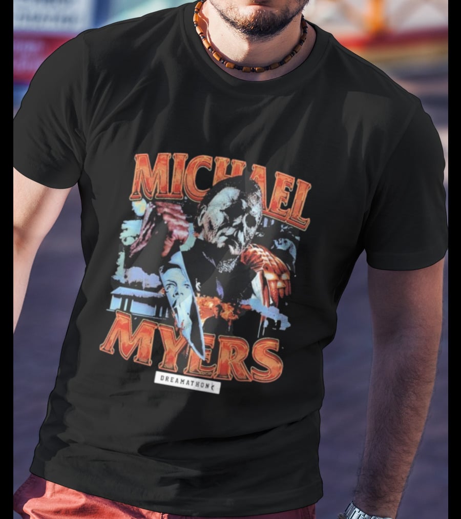 Michael Myers Dreamathon Horror Collage Vintage Style T-Shirt
