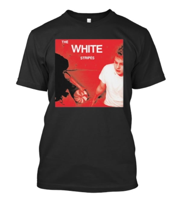 The White Stripes Let's Shake Hands Red And White Spiral Design T-Shirt