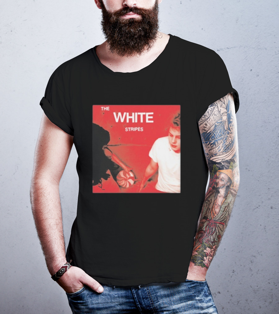 The White Stripes Let's Shake Hands Red And White Spiral Design T-Shirt