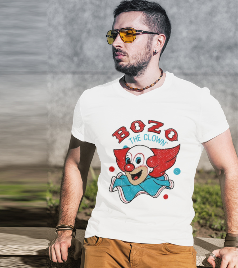 Bozo The Clown Vintage Cartoon Red Blue Fun Design T-Shirt