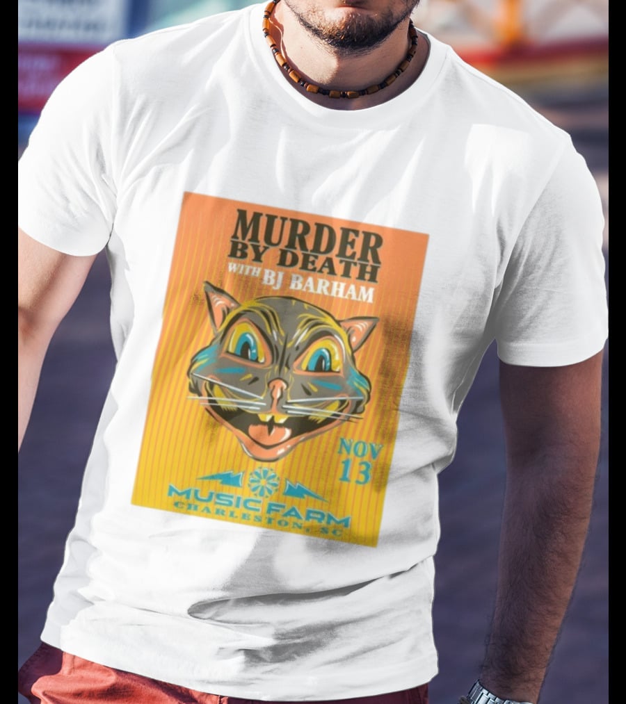 Murder By Death With BJ Barham Music Farm Charleston SC Nov 13 Cat Art T-Shirt