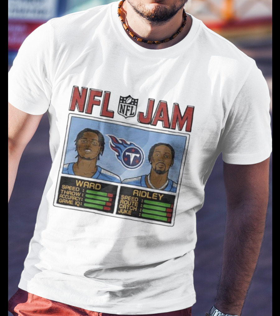 NFL Jam Tennessee Titans Ward Ridley Speed Throw Route Catch Juke T-Shirt