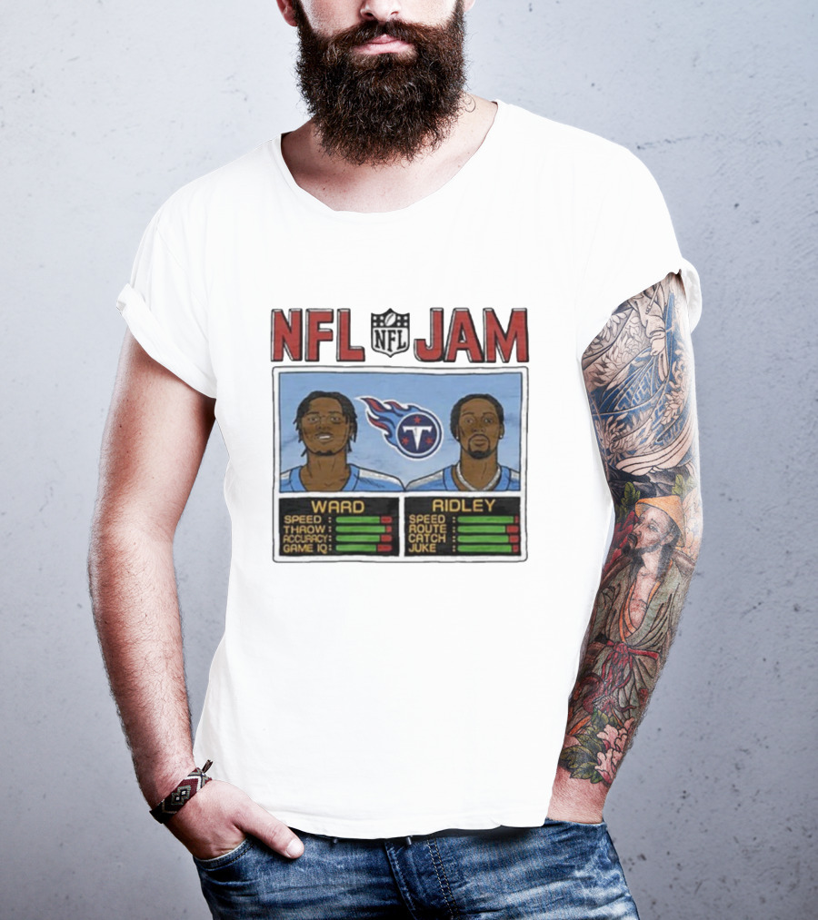 NFL Jam Tennessee Titans Ward Ridley Speed Throw Route Catch Juke T-Shirt