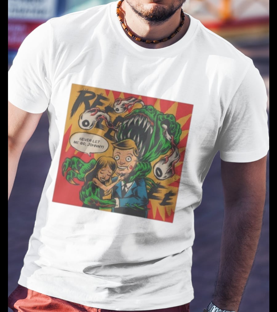 Creepy Comic Style Monster Attack Never Let Me Go Johnny Retro Art T-Shirt