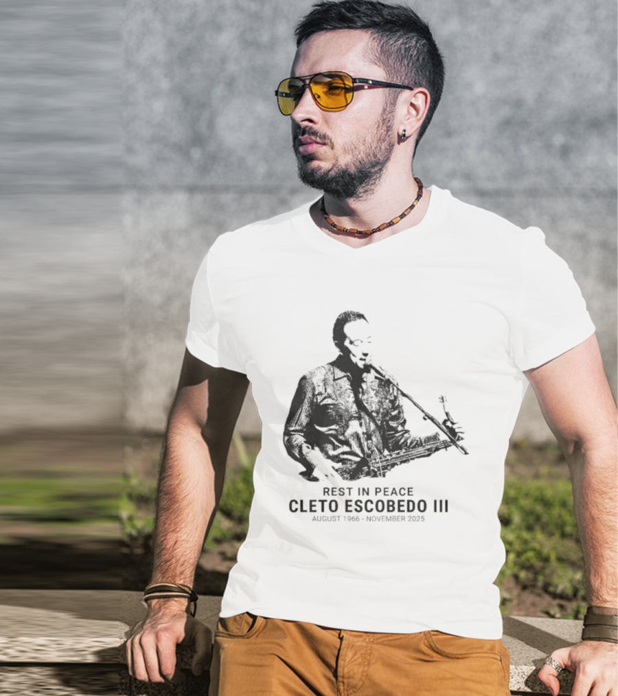 RIP Cleto Escobedo III Rest In Peace August 1964 November 2023 Jimmy Kimmel Live Bandleader T-Shirt