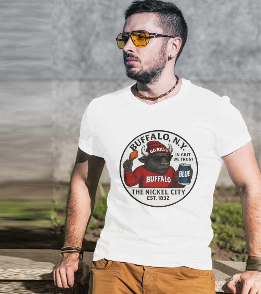 Buffalo NY Go Bills Buffalo The Nickel City Est 1832 In Grit We Trust T-Shirt