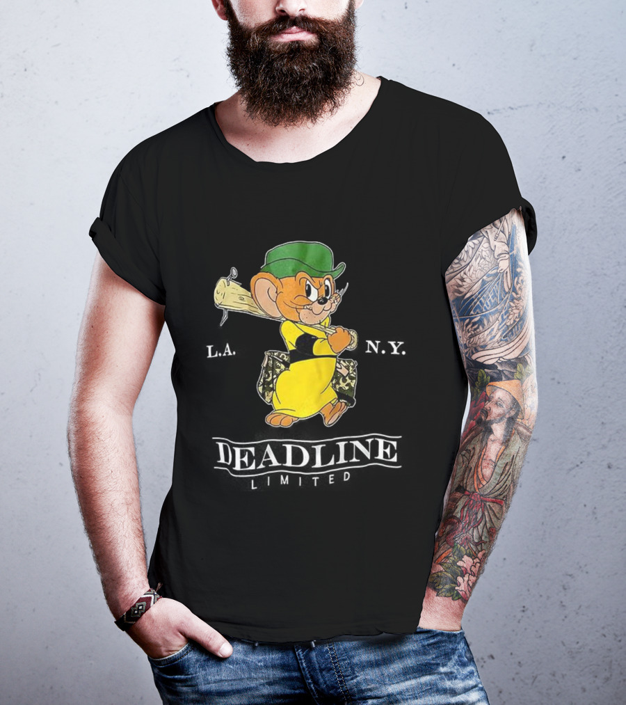 Jerry Deadline Limited Character Baseball Wood Bat Iconic Sports Style T-Shirt