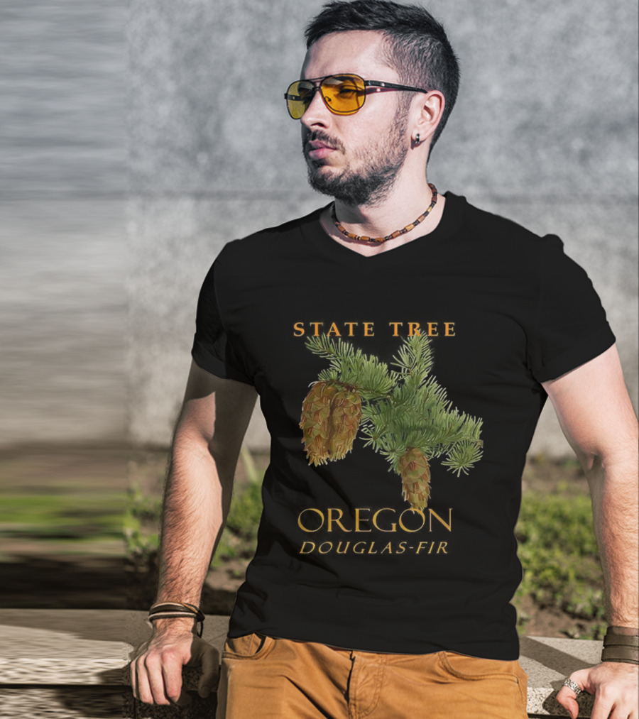 State Tree Oregon Douglas-Fir Pine Cone Branch T-Shirt