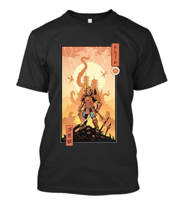 Samurai Doom Ukiyo-E Style Japanese Warrior Demon Battle Art T-Shirt